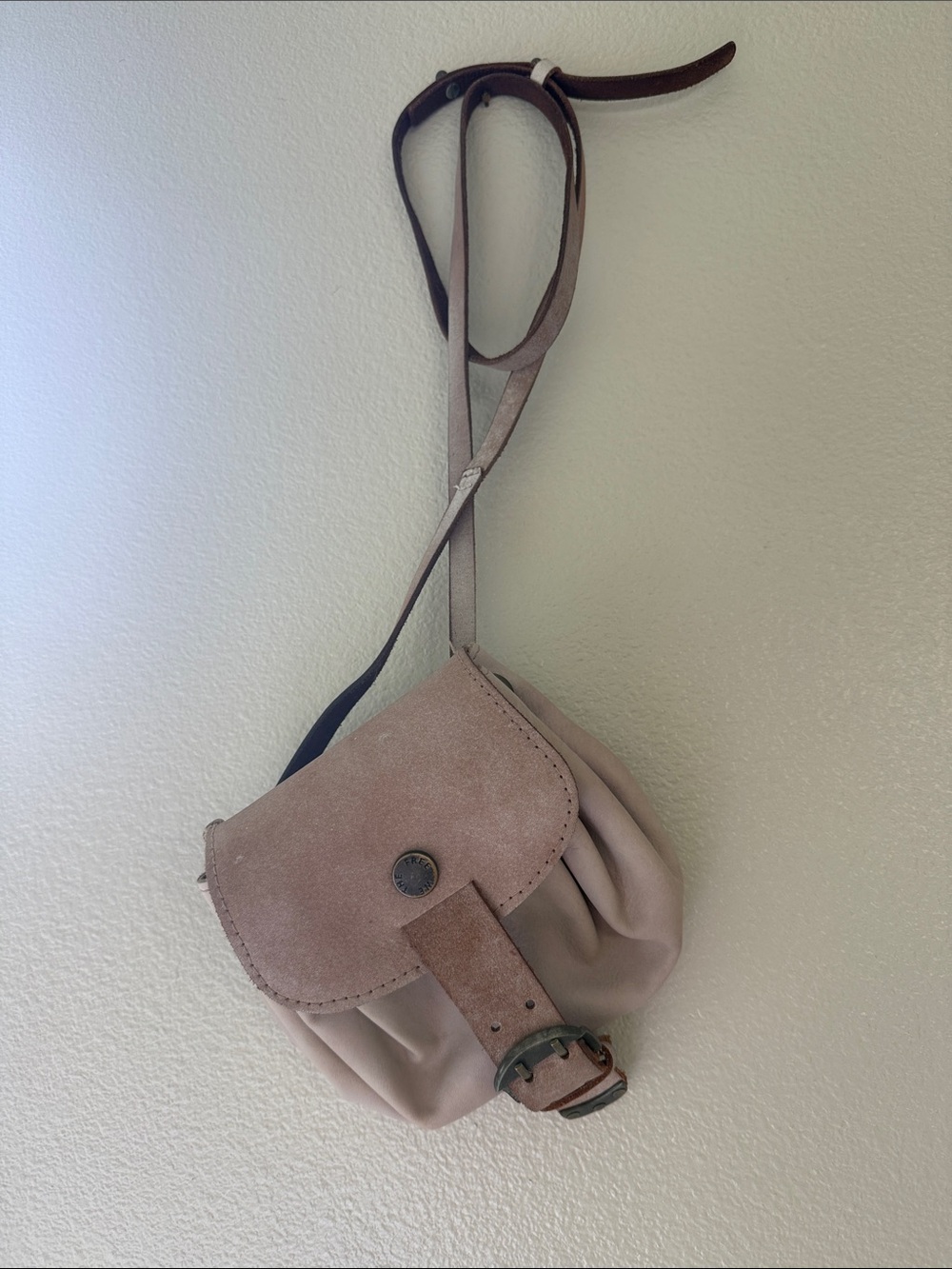 We the Free Suede & Leather Mini Crossbody Bag Small in Taupe